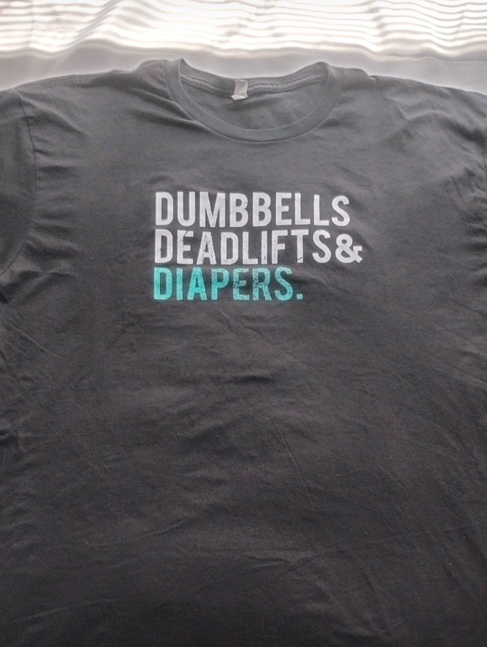 Men's Black Graphic Tee - Dumbbells Deadlifts & Diapers